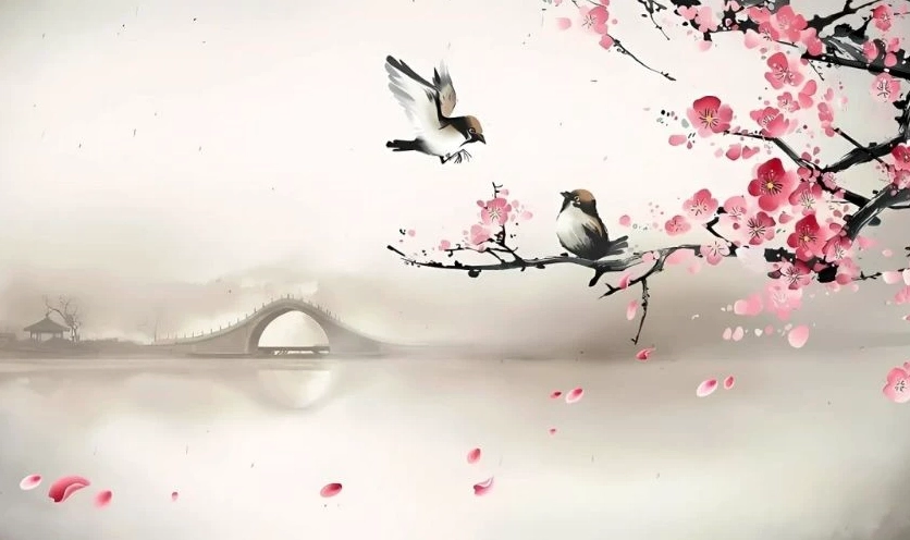 Hình nền hoa anh đào với phong cách tranh vẽ nghệ thuật độc đáo