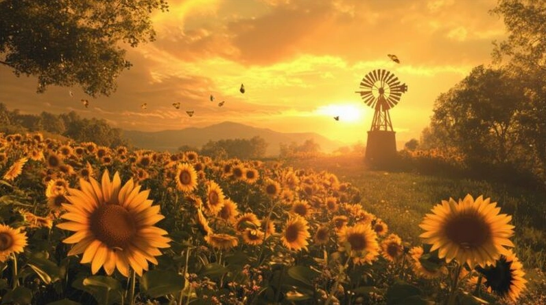 Hình nền hoa hướng dương 3D rực rỡ sống động