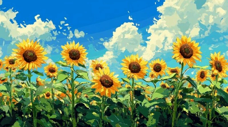 Hình nền hoa hướng dương chibi với thiết kế độc đáo và ấn tượng