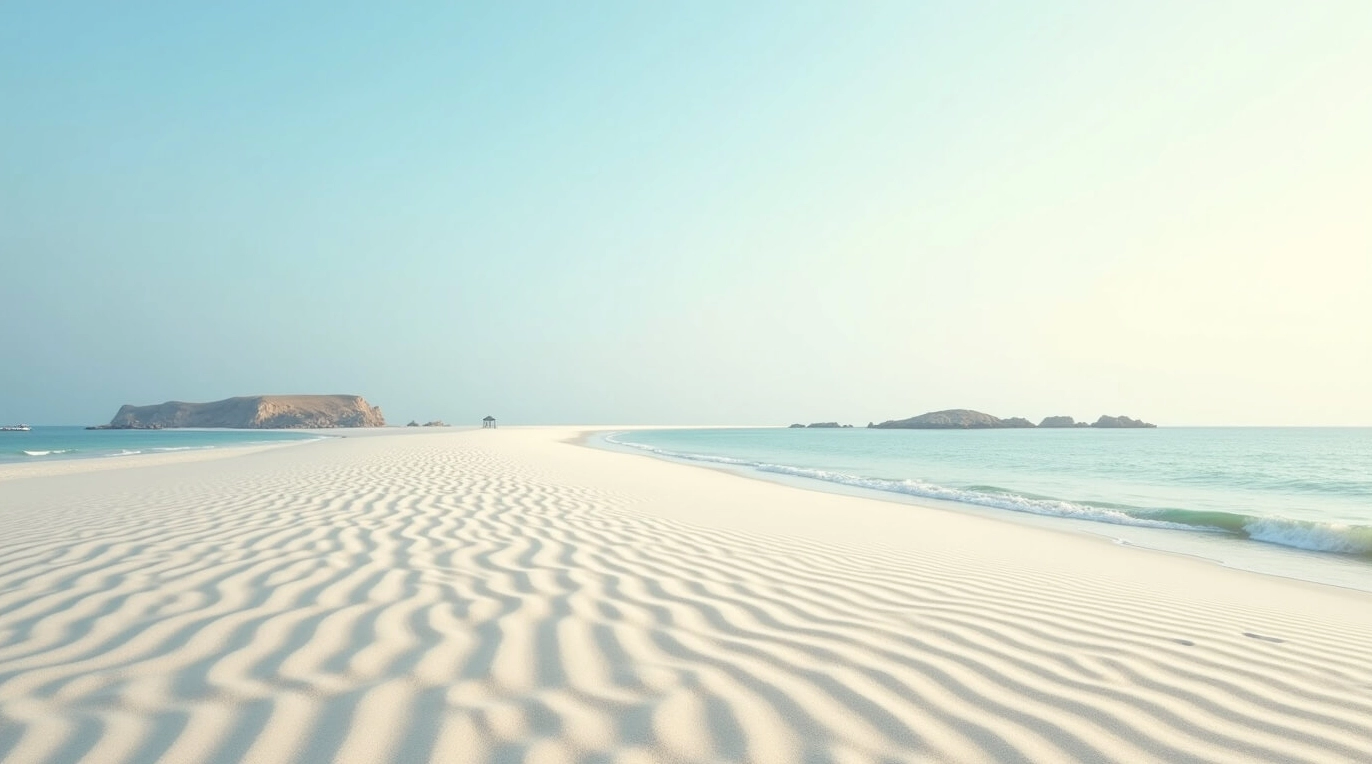 Hình nền hoàng hôn bãi biển vắng vẻ với cát gợn sóng