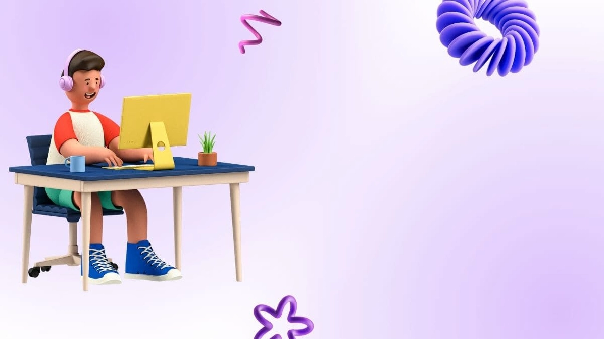 Hình nền mầm non chủ đề đồ họa hài hước với nhiều hình khối