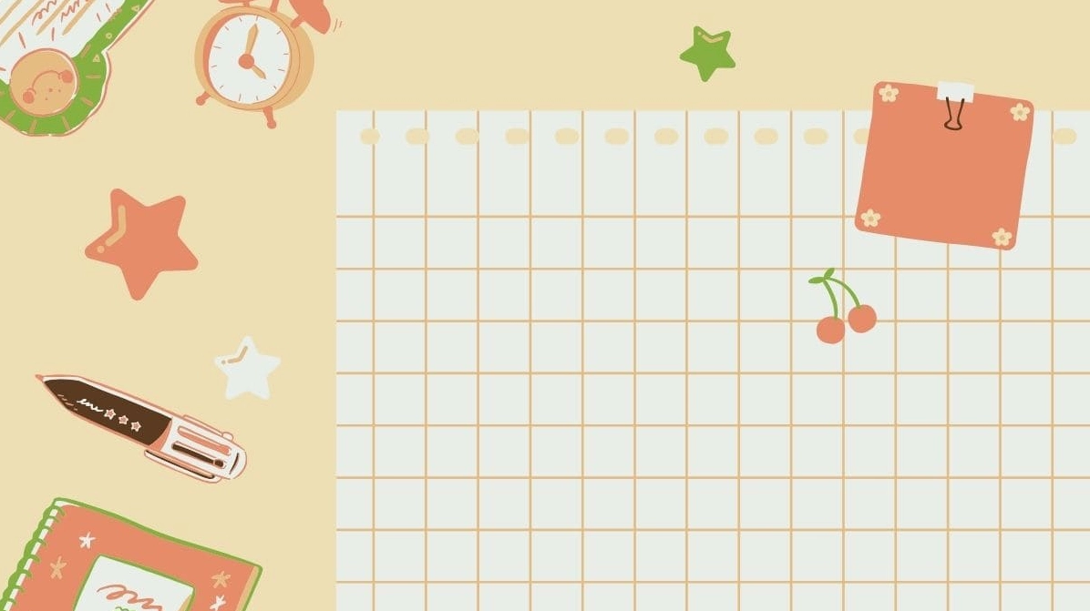 Hình nền mầm non chủ đề trường học với sách vở và đồ dùng học tập