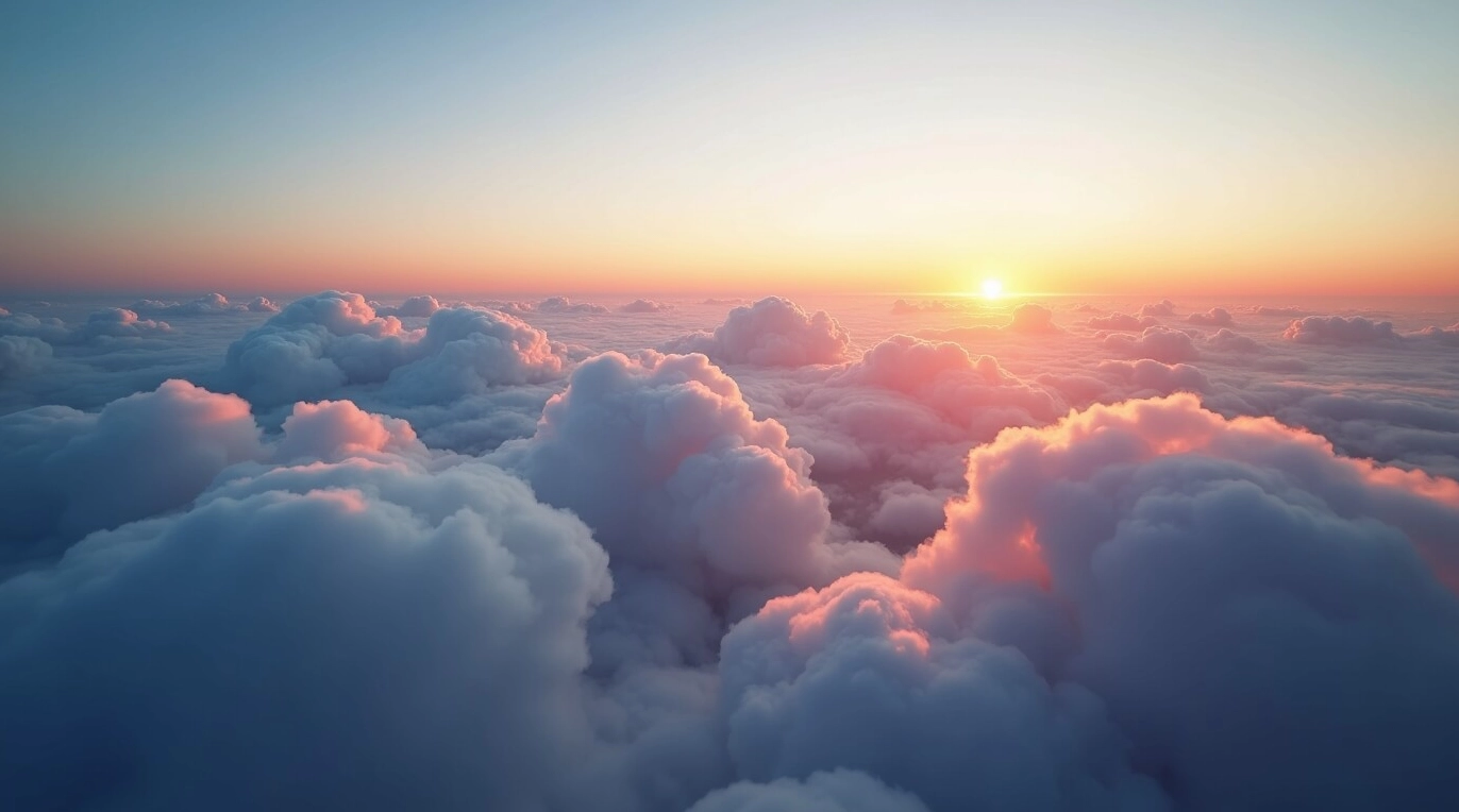 Hình nền mầm non với cảnh mây trời bồng bềnh