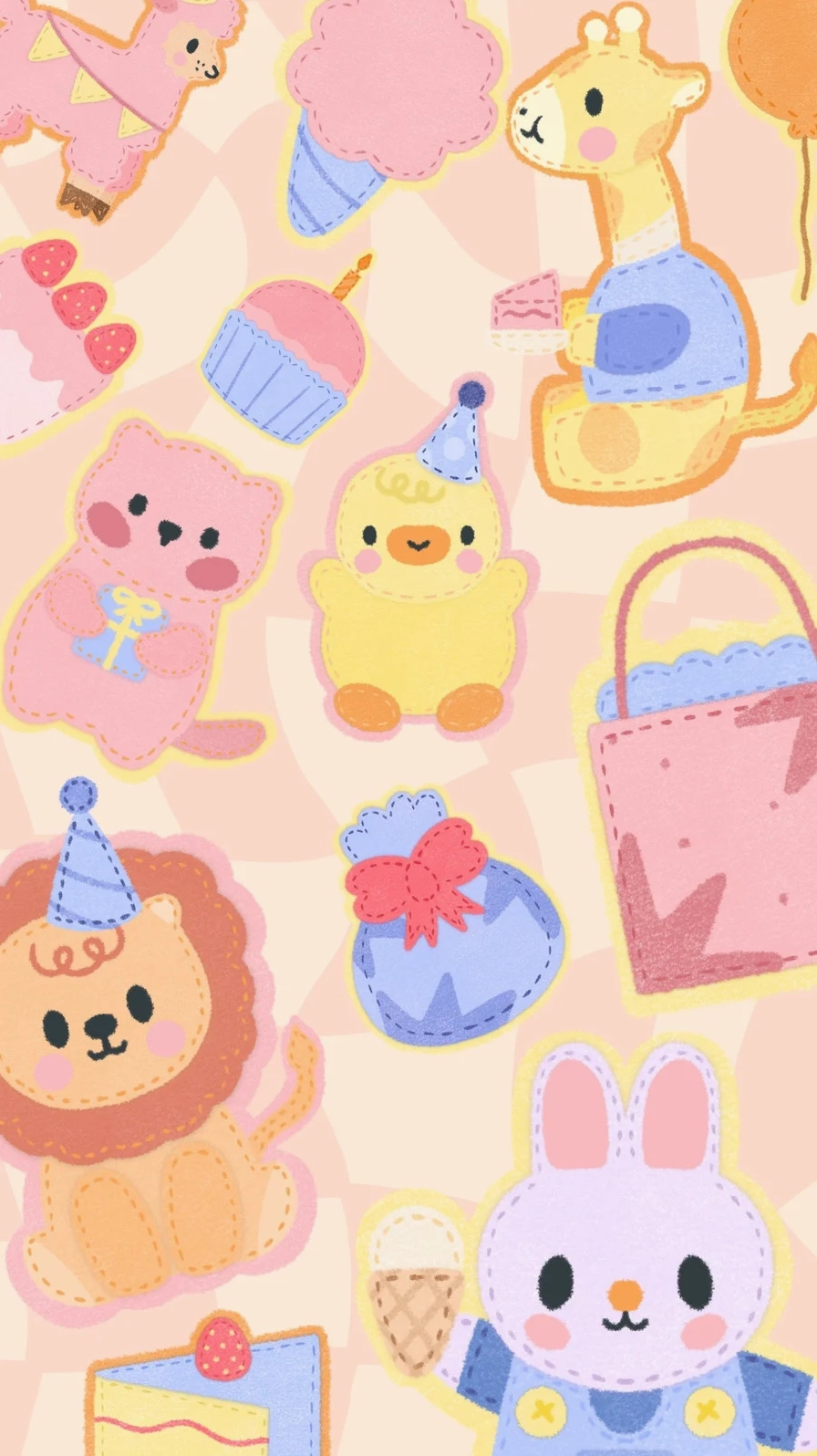 Bộ Sưu Tập Hình Nền Màu Hồng Đẹp Nhất Mãn Nhãn Mọi Góc Nhìn 4 Hình nền màu hồng pastel với động vật dễ thương vui nhộn