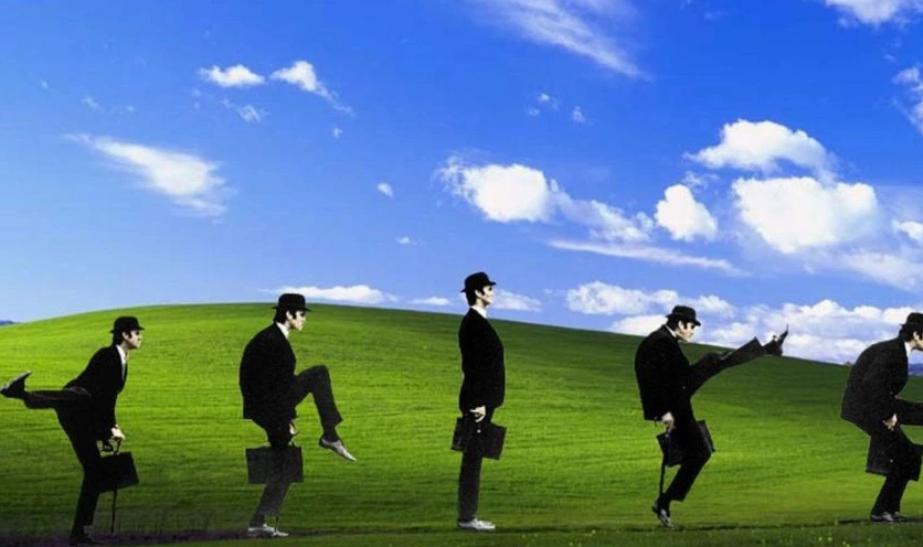 Hình nền meme thể hiện sự vui sướng khi tan làm