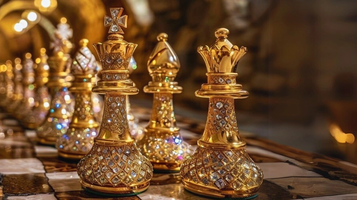Top 17 hình nền mệnh kim đẹp nhất và ý nghĩa mang tài lộc 10 Hình nền mệnh kim với quân cờ metallic ánh vàng thể hiện sự chiến lược