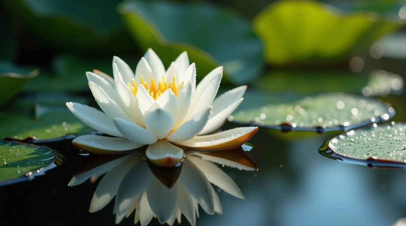 Bộ Sưu Tập Hình Nền Mèo Cute Cực Đáng Yêu và Sinh Động Nhất 6 Hình nền mèo cute thư thái bên hồ sen yên bình