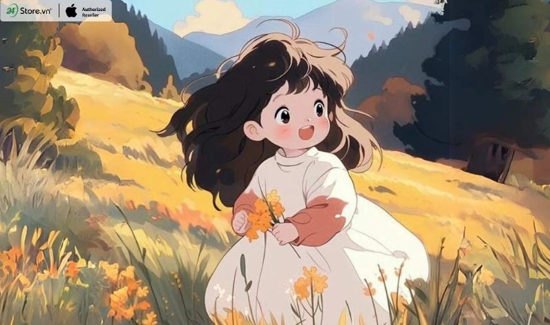 Hình nền ngộ nghĩnh chibi tông sáng cho điện thoại