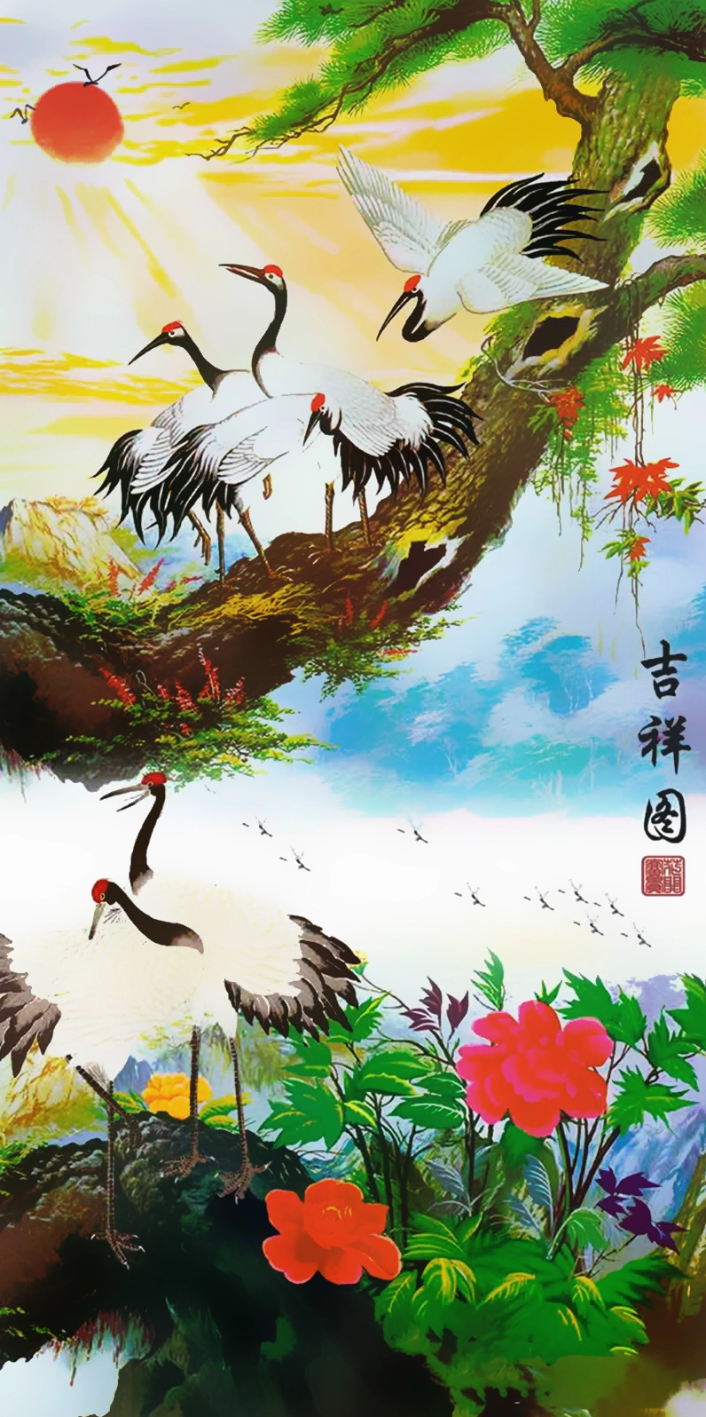 Bộ Sưu Tập Hình Nền Mệnh Mộc Tuyệt Đẹp và Mang Lại May Mắn 10 Hình nền phong thủy hồng hạc và hoa mẫu đơn cho người mệnh Mộc