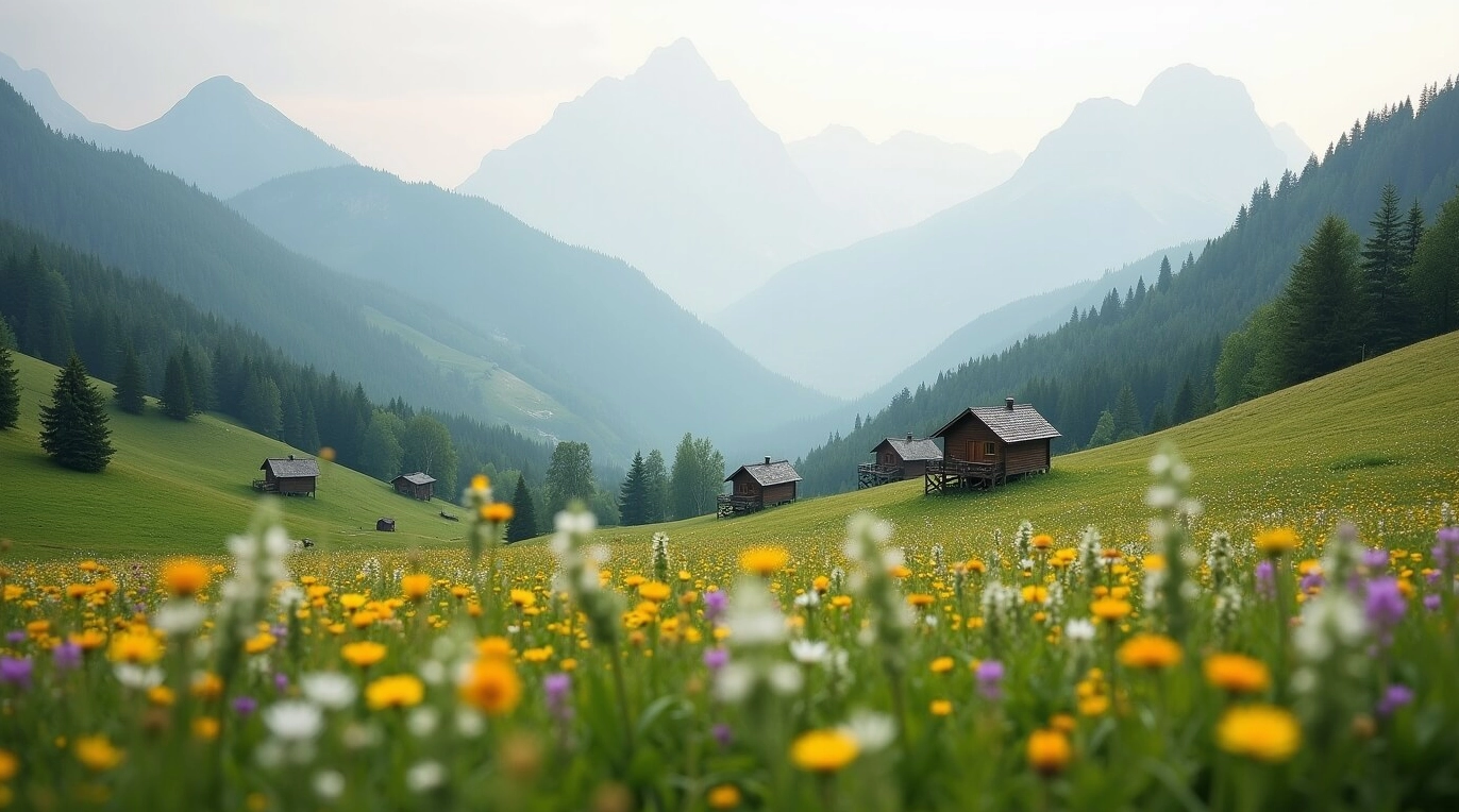 Hình nền Samsung phong cảnh núi rừng sương mù lúc bình minh