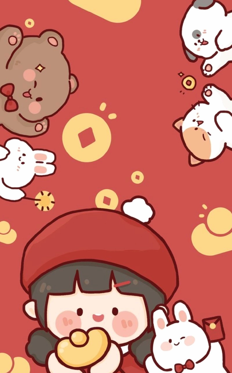 Hình nền tết cute chú mèo vàng tài lộc