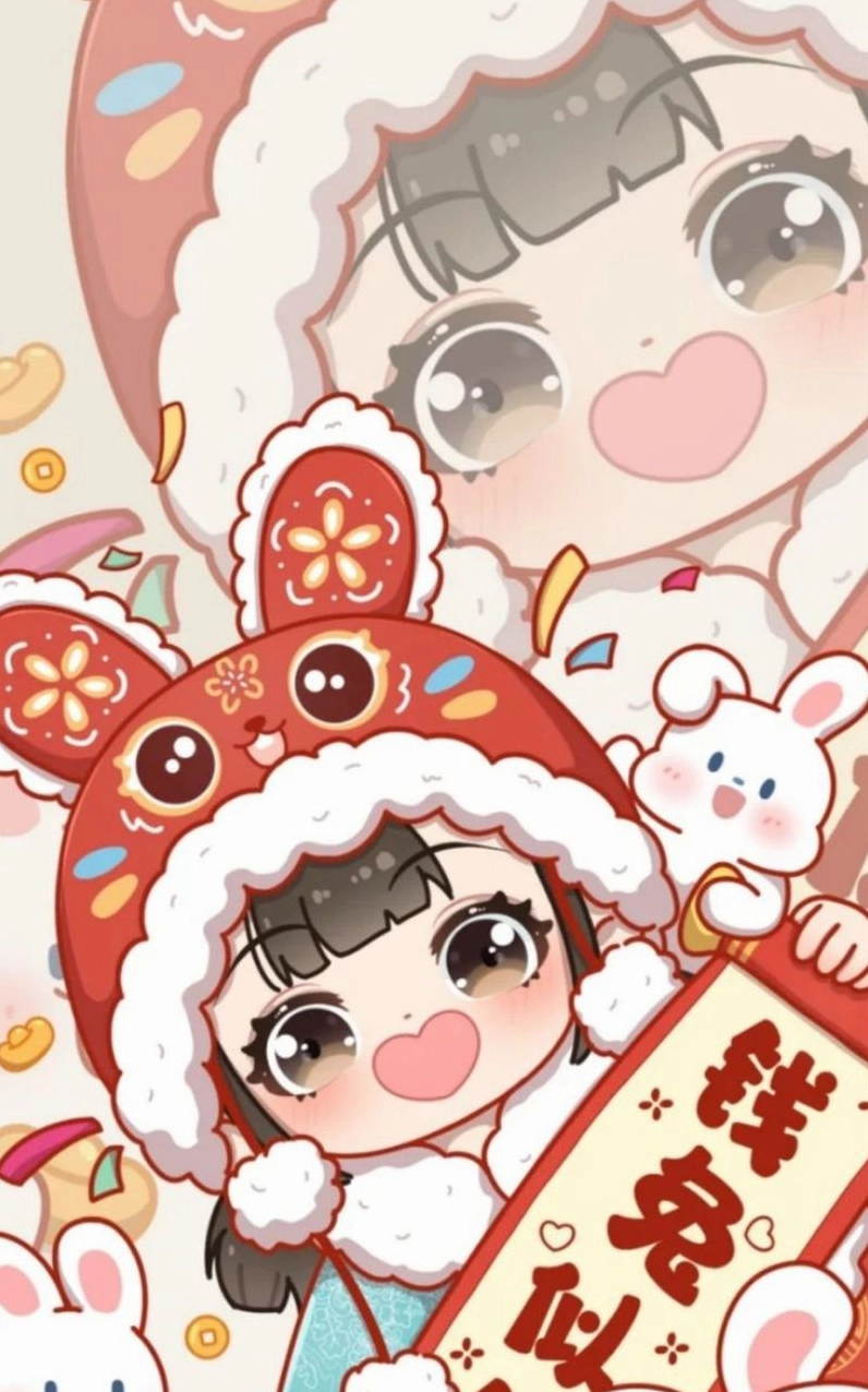 Hình nền tết cute thỏ con chúc năm mới an khang