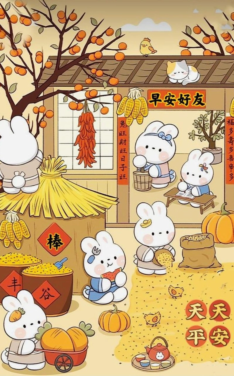 Hình nền tết cute thỏ con vui mừng đón xuân