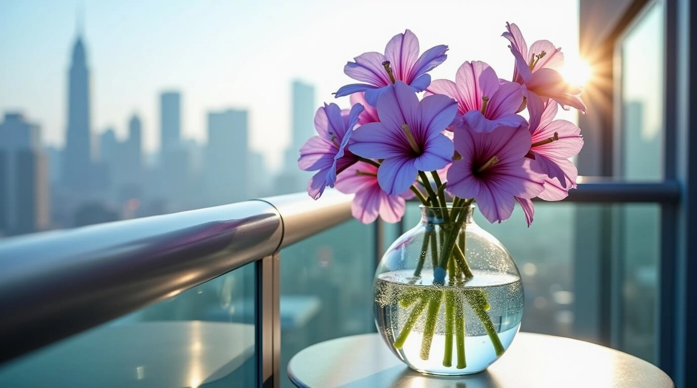 Hình nền tình yêu ban công với hoa lisianthus