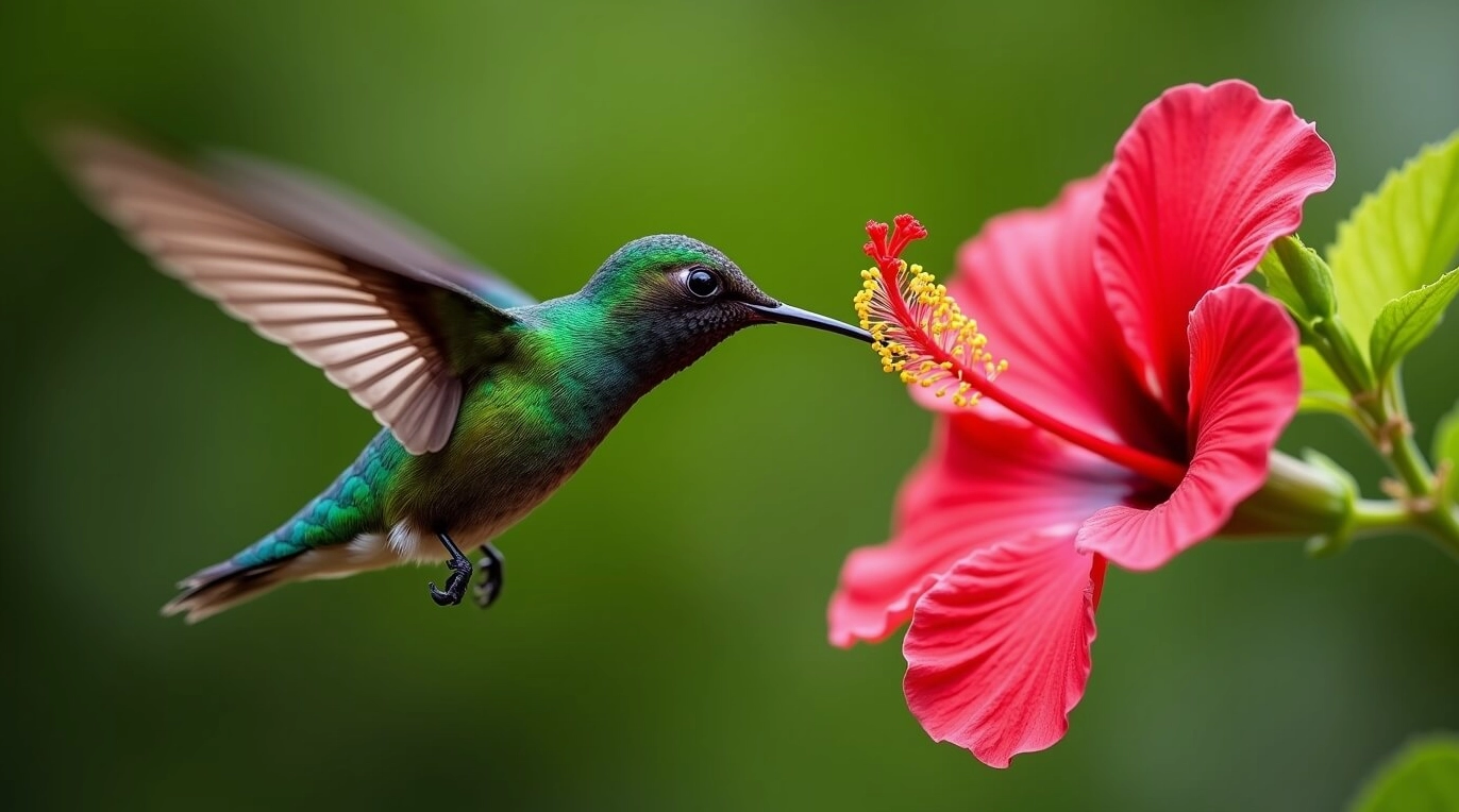 Hình nền tình yêu chim ruồi và hoa dâm bụt