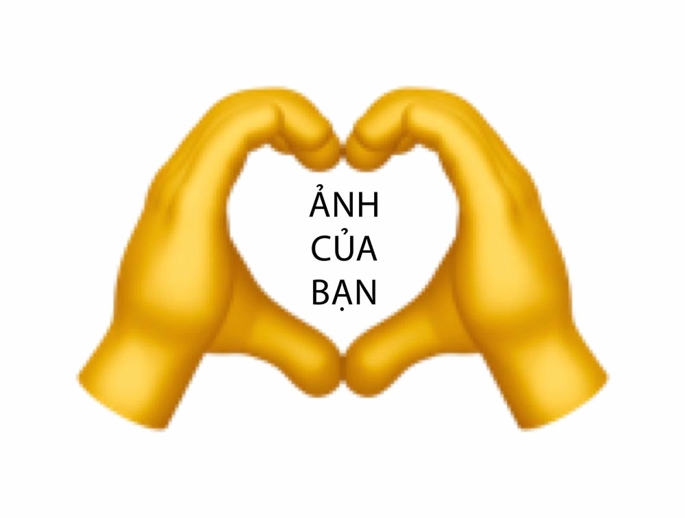 Hình nền trái tim cute với emoji bàn tay tạo hình trái tim