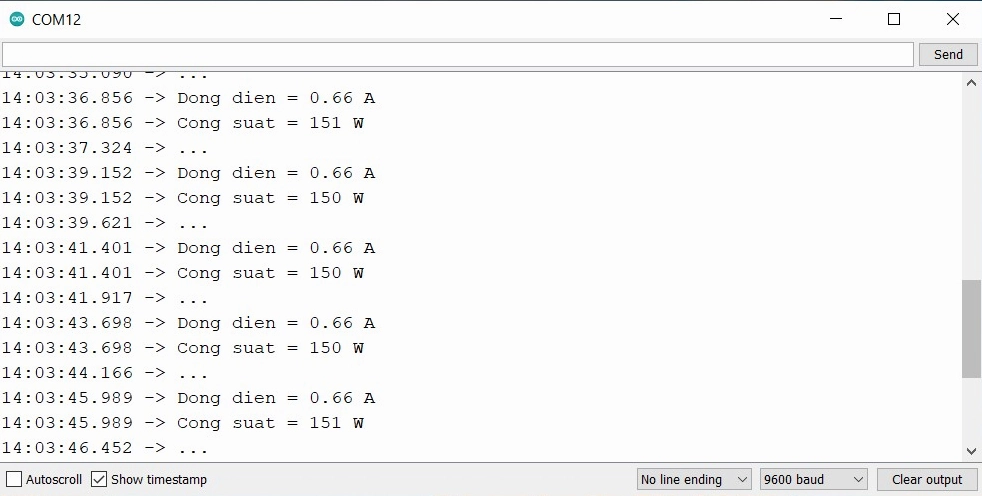Kết quả đo dòng điện và công suất của đèn sợi đốt