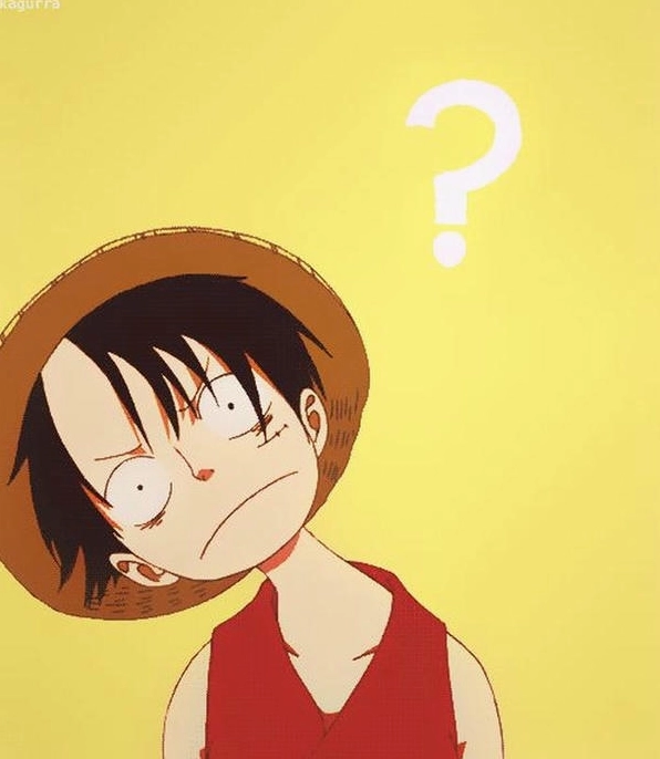Cận cảnh 20+ ảnh meme khó hiểu khiến bạn "đứng hình" bật cười 11 Meme khó hiểu Luffy đội mũ rơm có dấu hỏi, thể hiện sự bối rối và hoài nghi của nhân vật