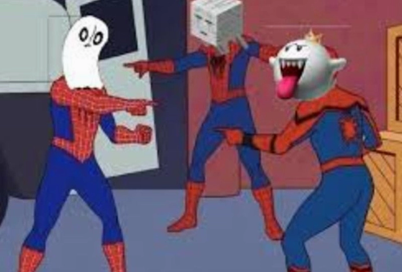 Bộ sưu tập ảnh meme người nhện huyền thoại và hài hước nhất 11 Meme người nhện Peter Parker ngồi trầm tư trên mây, suy nghĩ