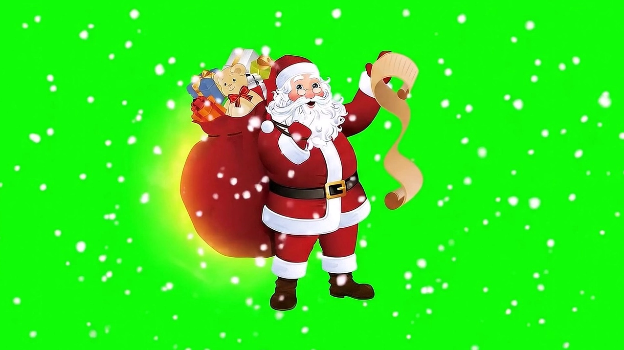 Ông già Noel vui vẻ trên màn hình xanh, lý tưởng cho hình nền giáng sinh động