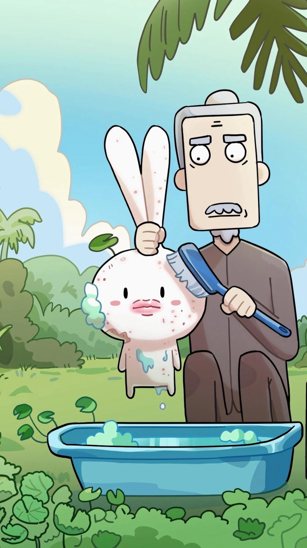 Thỏ Bảy Màu, nhân vật meme quốc dân, trong phong cách ảnh chế minecraft wibu