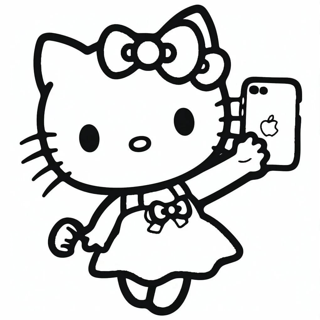 Bộ Sưu Tập Ảnh Hello Kitty Tô Màu Cực Độc và Đáng Yêu 11 tranh tô màu hello kitty với chiếc điện thoại thông minh