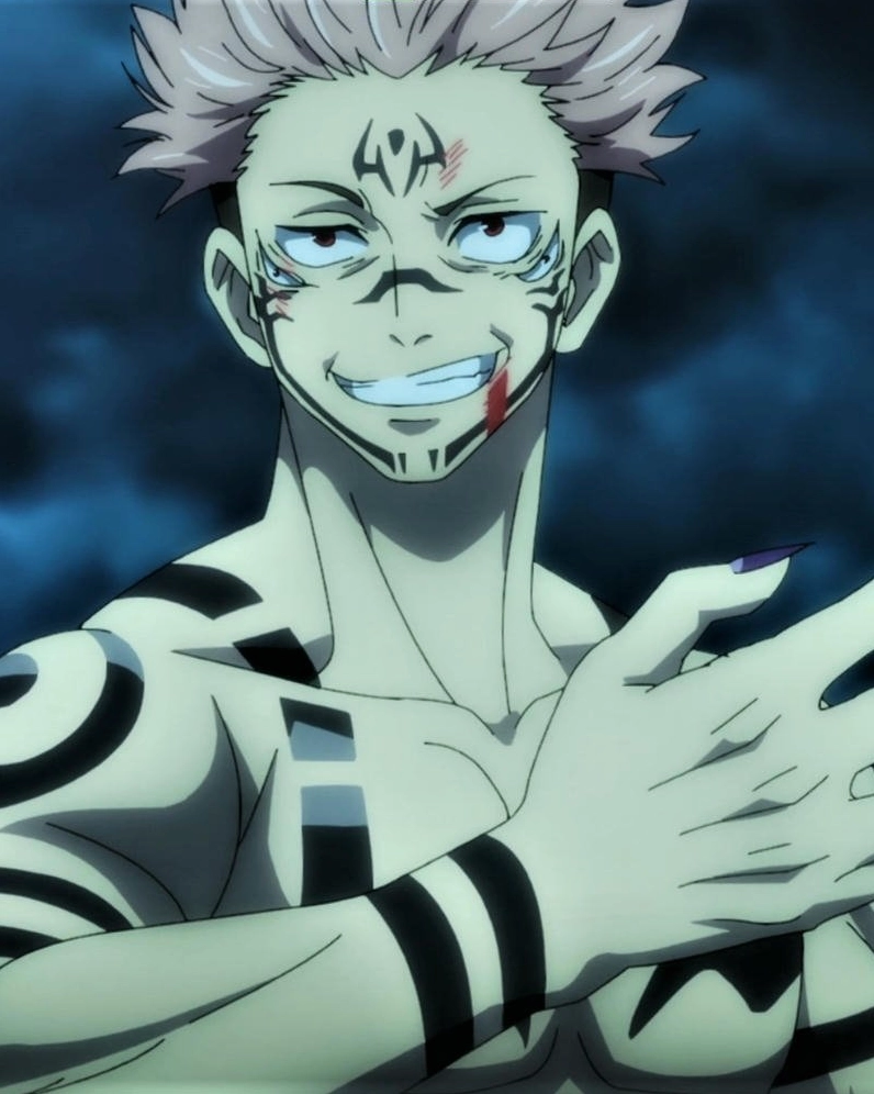 Ảnh anime Sukuna cởi trần lộ hình xăm nguyền hồn cực ngầu