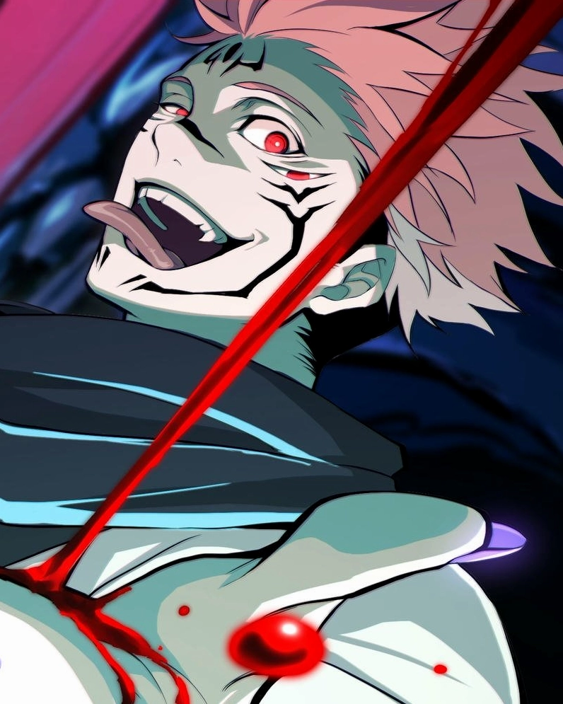 Ảnh anime Sukuna điên cuồng chiến đấu máu me văng tung tóe