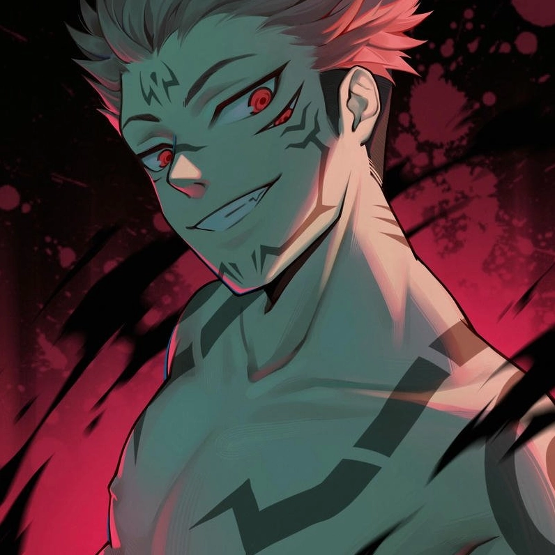 Ảnh anime Sukuna góc nghiêng ánh mắt sắc lẹm vô cùng lạnh lùng