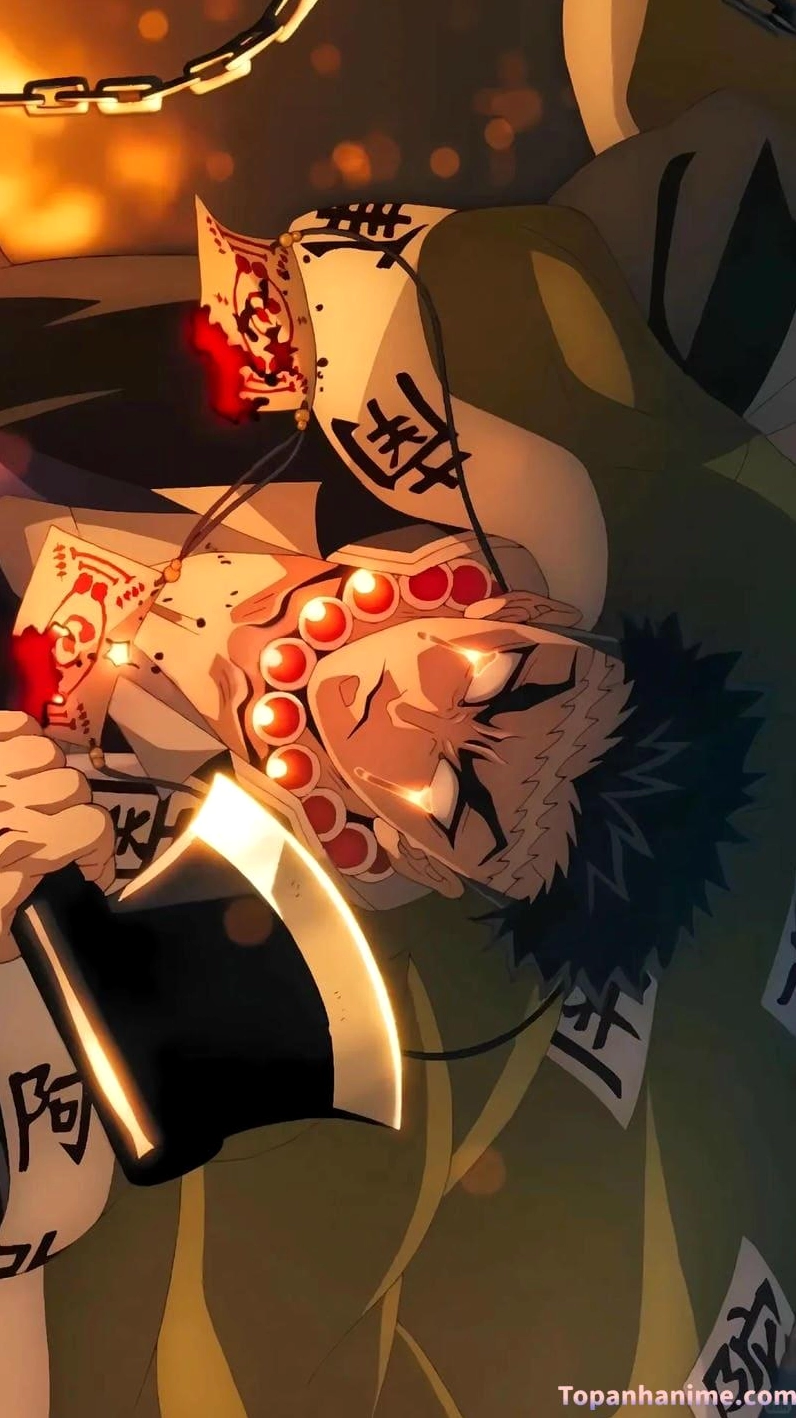 Ảnh cận cảnh khuôn mặt góc cạnh của Gyomei Himejima