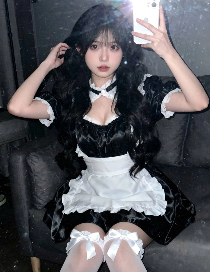 Ảnh con gái mặc đồ hầu gái hiện đại và đầy sức sống