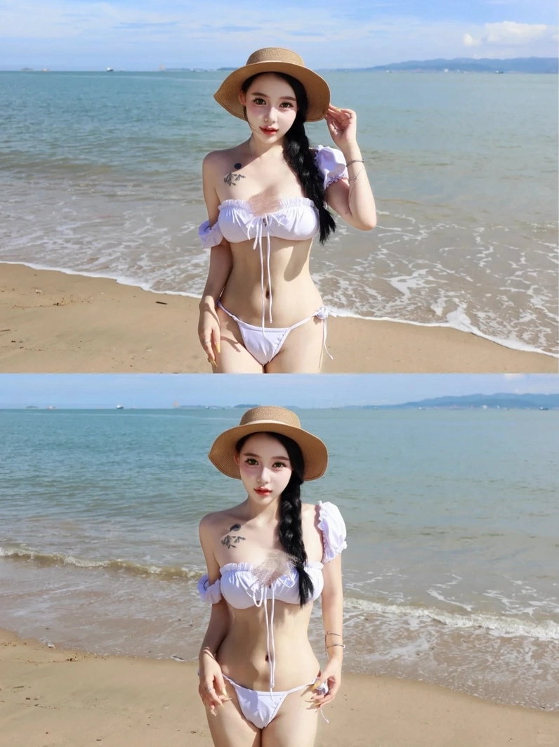 Bộ sưu tập 30 ảnh gái xinh mặc bikini đi biển che mặt siêu quyến rũ 20 Ánh mắt gợi tình hờ hững của cô gái mặc bikini nghỉ ngơi trên ghế lười ngoài bãi biển