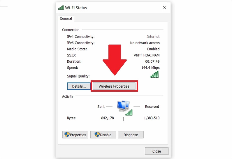 Hướng dẫn chi tiết cách dò pass wifi trên laptop nhanh chóng và chính xác nhất năm 2026 7 Ảnh minh họa cách xem pass wifi trên máy tính bước thứ sáu