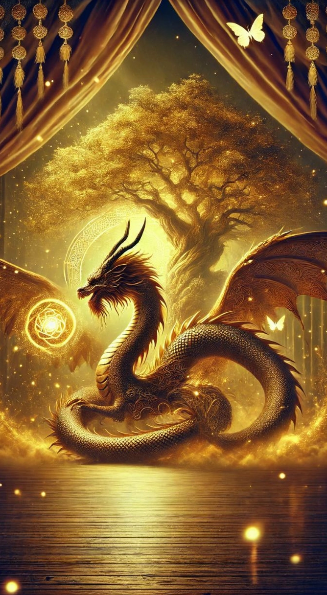 Ảnh rồng vàng uốn lượn tuyệt đẹp rực sáng cả một góc trời mang ý nghĩa chiêu tài đón lộc