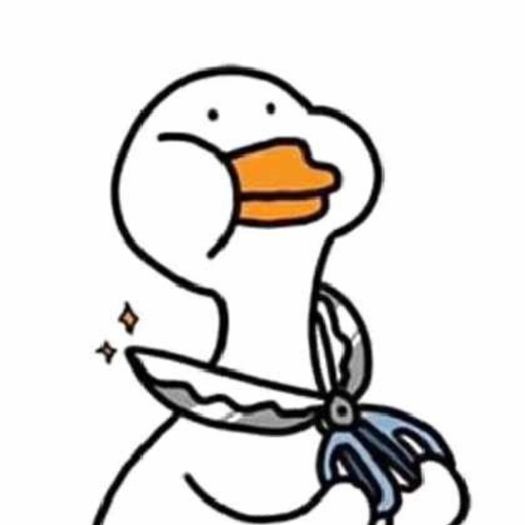 Ảnh vịt meme trắng cầm kéo cắt tóc