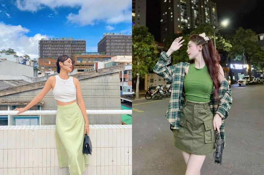 Áo ba lỗ dáng croptop giúp tôn lên vòng eo con kiến của người mẫu