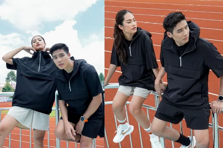 Áo hoodie nữ tay ngắn cùng quần short năng động