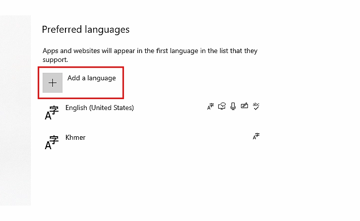 bấm chọn Add a language.
