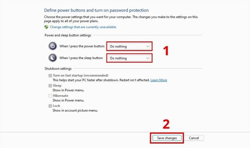 Bấm chọn Save changes để hoàn tất