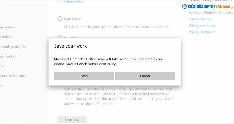 Bấm Scan để tiến hành quét virus trên máy tính và chờ đợi kết quả