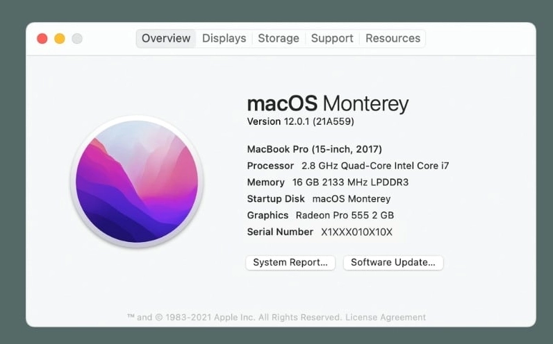 Hướng dẫn chi tiết cách kiểm tra model laptop nhanh chóng và chuẩn xác nhất 25 Bấm vào biểu tượng quả táo và chọn About This Mac để xem thông tin tổng quan của máy tính MacBook