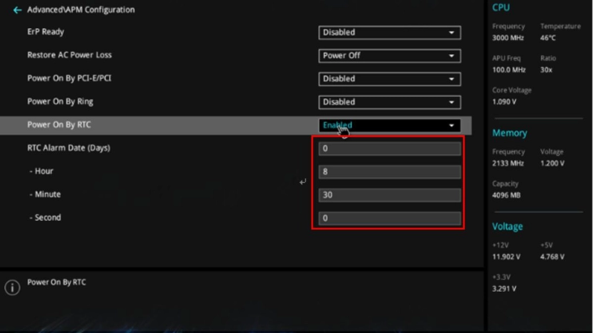 Bạn cài đặt thời gian muốn laptop tự động bật