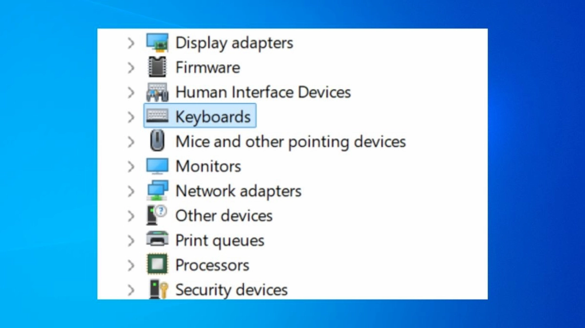Bạn mở rộng mục Keyboards