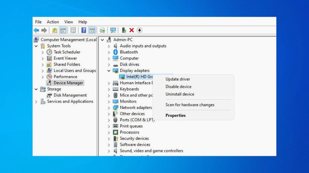 Bạn nhấn chuột phải vào tên card đồ họa và chọn Uninstall device