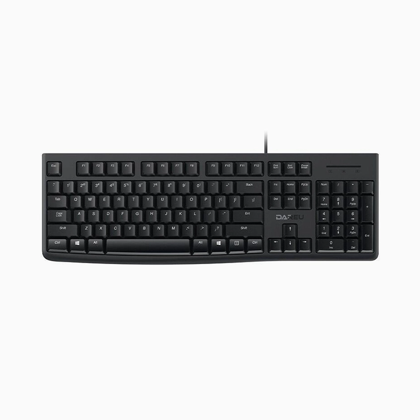 Bàn phím Dareu LK185 màu đen với các khu vực phím được phân chia rõ ràng giúp người dùng dễ dàng định vị