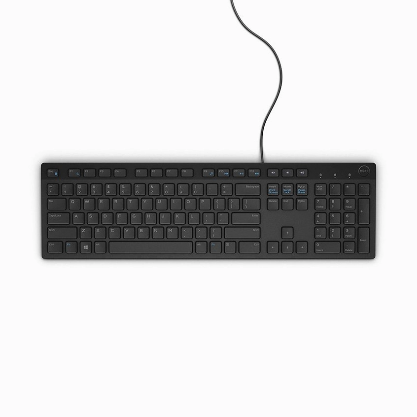Bàn phím Dell KB216B kết nối qua cổng USB có thiết kế phím bấm êm ái thích hợp cho việc tập gõ