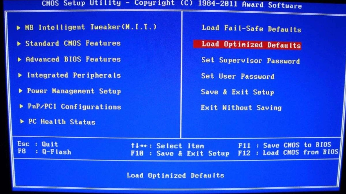 Bạn tìm tùy chọn có tên Load Optimized Defaults