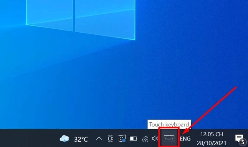 Bật bàn phím ảo nhanh từ biểu tượng trên thanh Taskbar