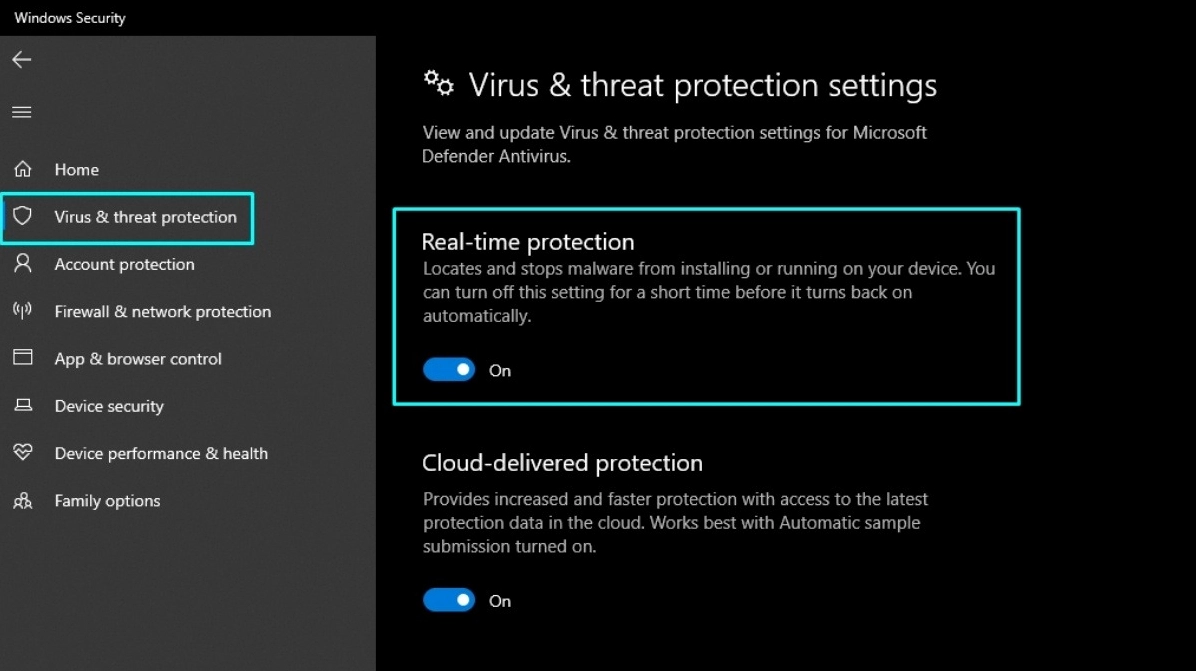 Bật chế độ Real time protection trong phần mềm bảo mật để bảo vệ máy tính 24/7