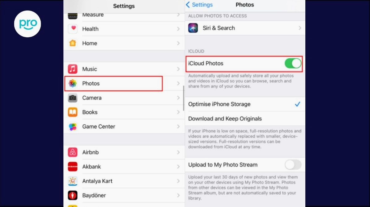 Hướng dẫn chi tiết cách gửi hình từ iPhone qua laptop nhanh chóng và đơn giản nhất 13 Bật đồng bộ hóa ảnh trên thiết bị iPhone